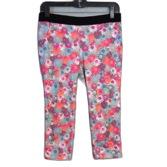 Soffe Dri Low Rise Colorful Daisy Cropped Leggings Women's L - Picture 1 of 5
